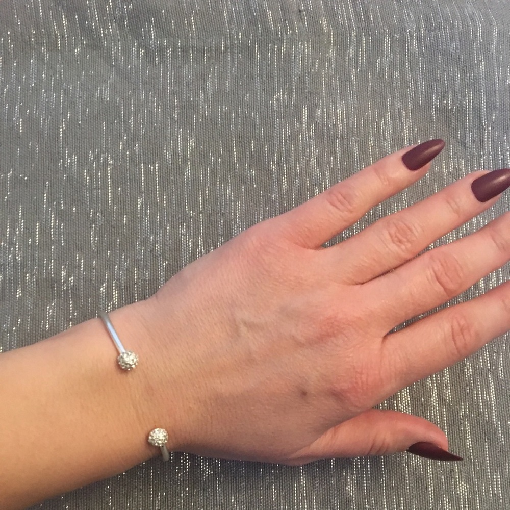 🟢 Silver Pavé Crystal Ball Cuff